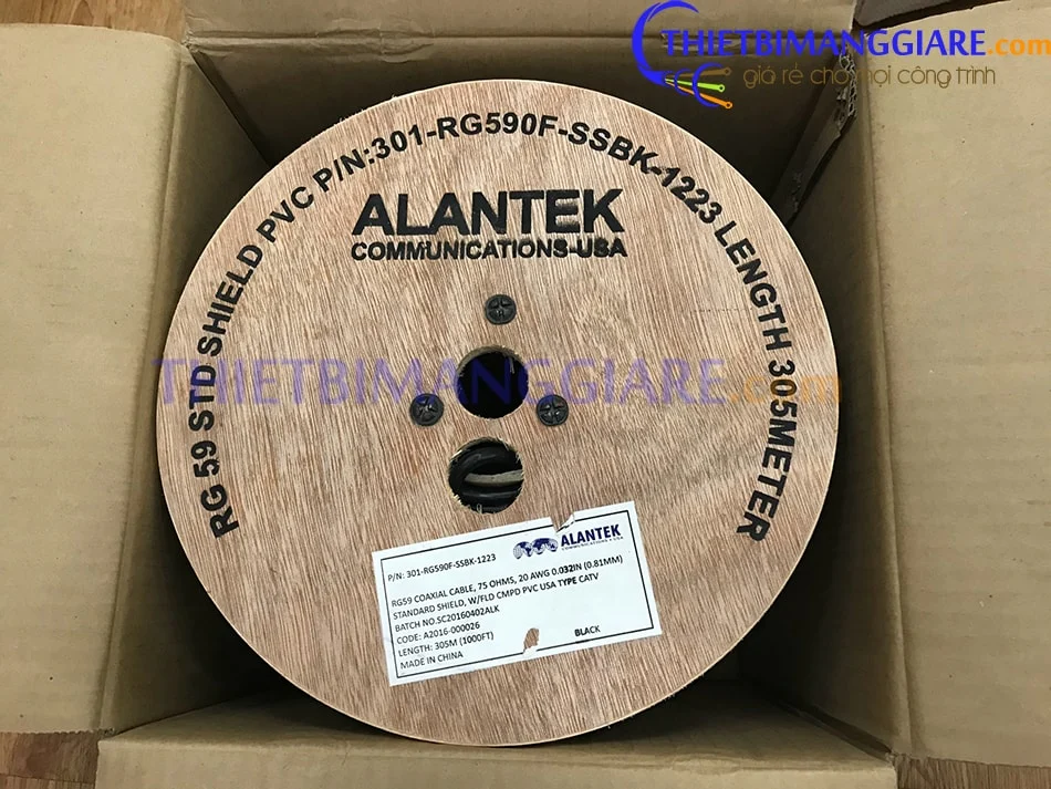 Cáp đồng trục Alantek RG59 có dầu 301-RG590F-SSBK-1223