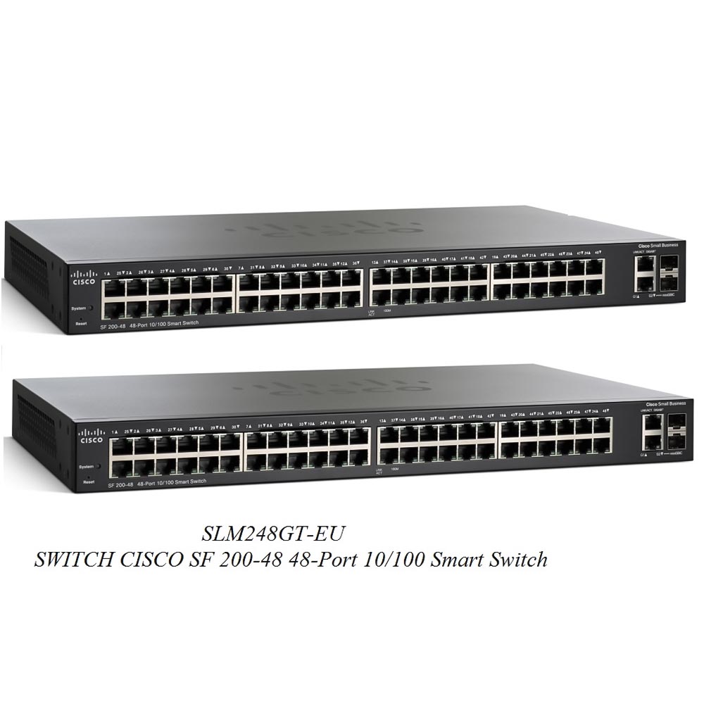 Góc nghiêng phải Switch chia mạng Cisco 48Port SF200-48