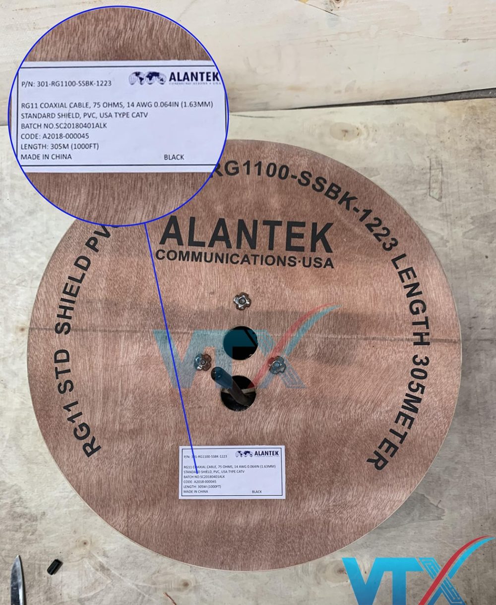 Cáp đồng trục Alantek RG11 301-RG1100-SSBK-1223