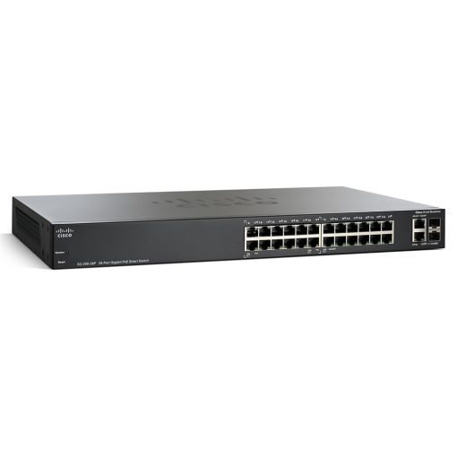 mặt trước góc nghiêng phải Switch chia mạng Cisco SG200-26