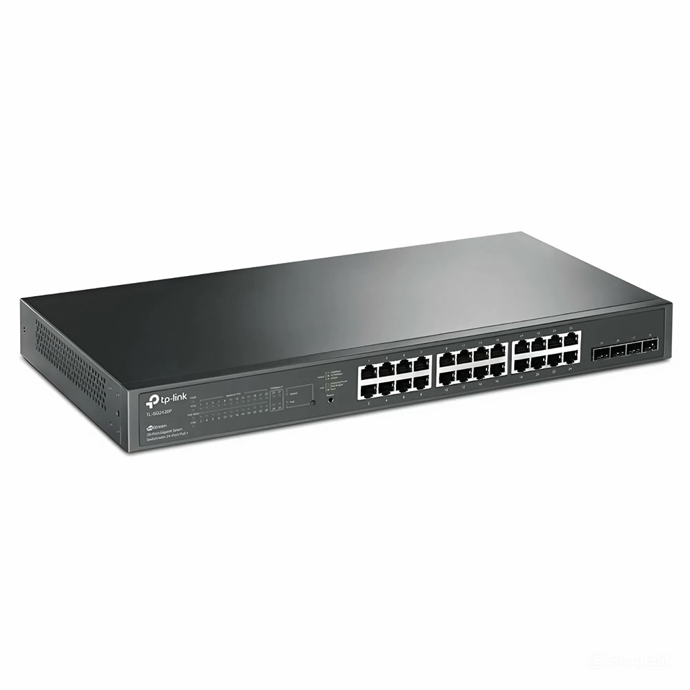Mặt trước góc nghiêng phải Switch chia mạng TP-LINK 24 Port 10_100_1000Mbps TL-SG5428