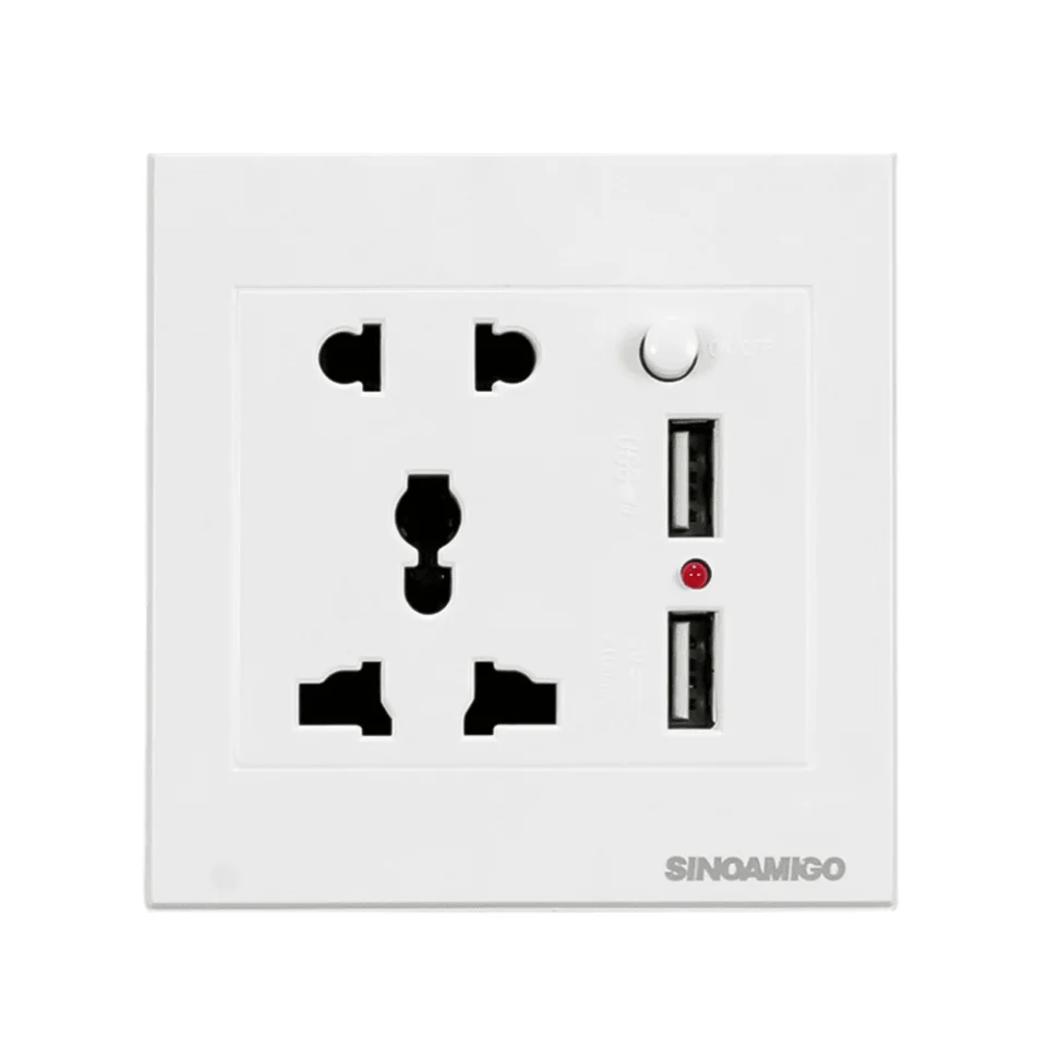 Ổ cắm điện + 2 cổng USB sạc đa năng Sino Amigo