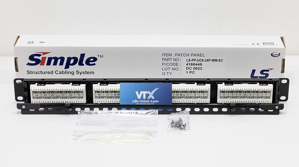 Thanh Patch Panel LS Cat6 LS-PP-UC6-24P-WM-EC 24P__