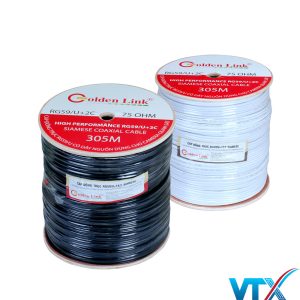 Cáp đồng trục kèm nguồn Golden Link RG59/U+2C 305M