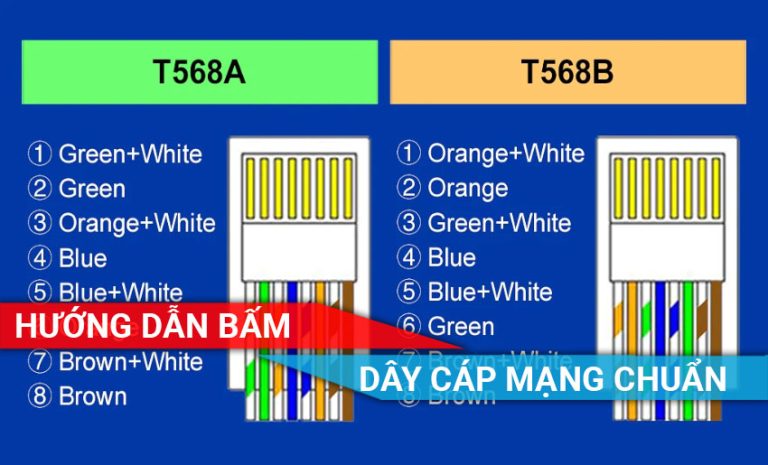 Hướng dẫn bấm dây mạng chuẩn T568AB