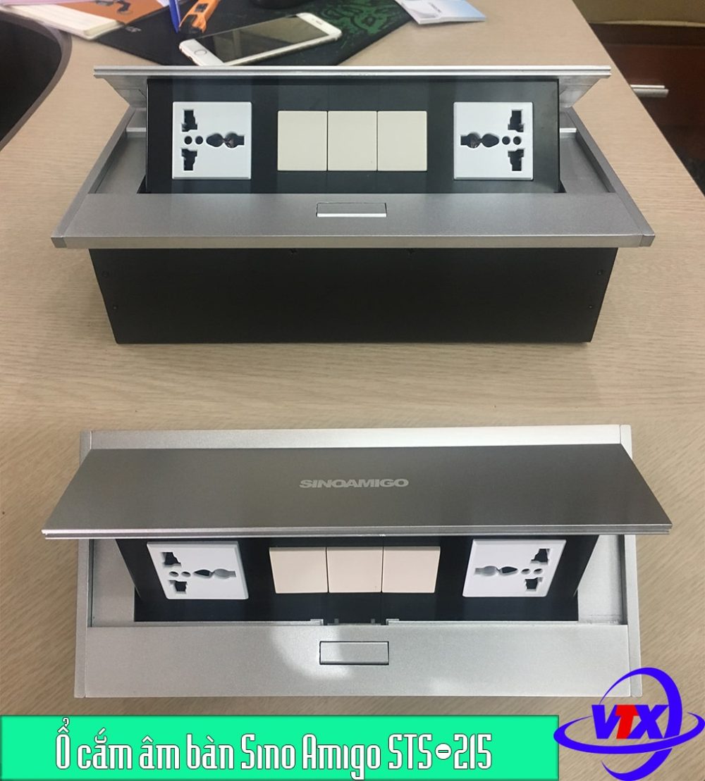 Hộp ổ cắm điện âm bàn Sino Amigo STS-215 chính hãng, chất lượng cao