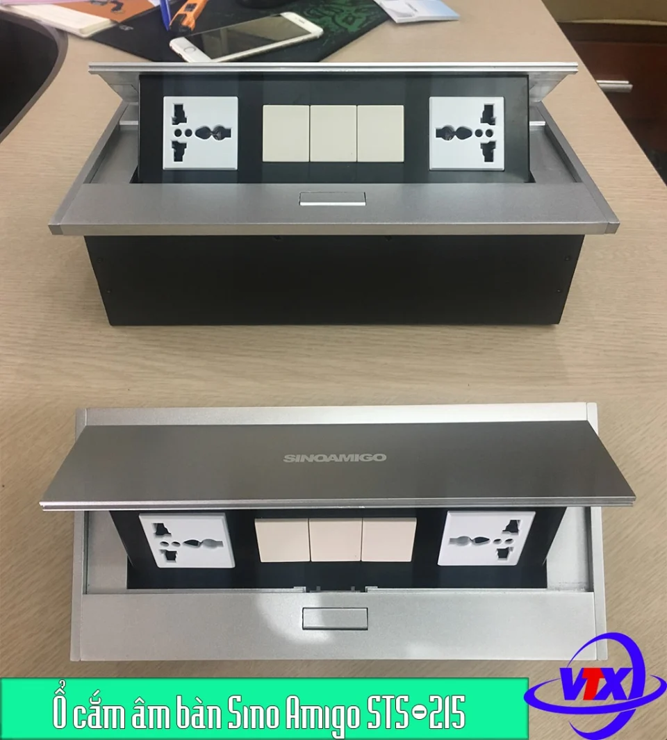 Hộp ổ cắm điện âm bàn Sino Amigo STS-215 chính hãng, chất lượng cao