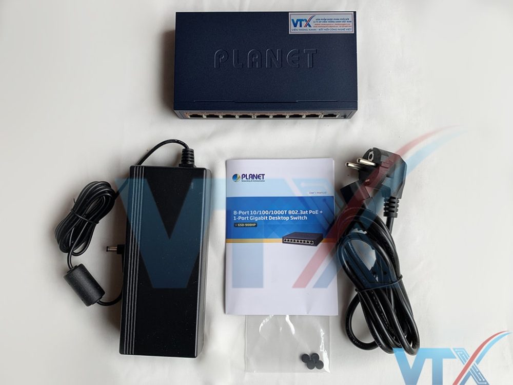Switch chia mạng PLANET 8-port GSD-808HP 10/100/1000Mbps PoE
