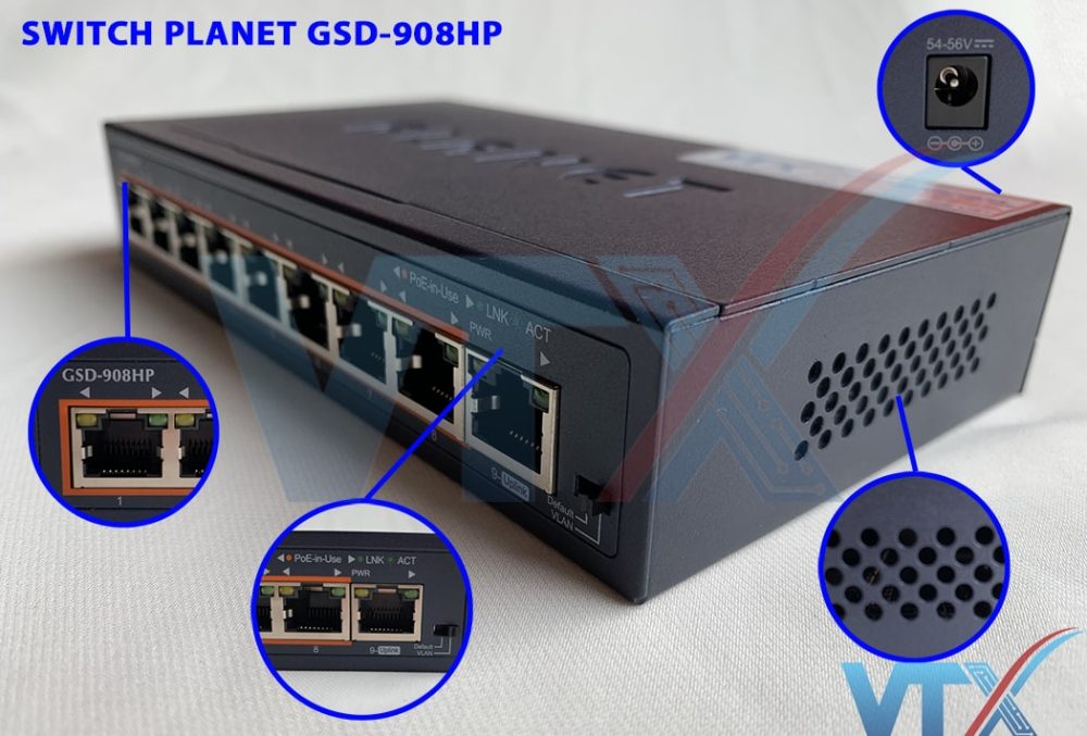 Switch chia mạng PLANET 8-port GSD-808HP 10/100/1000Mbps PoE