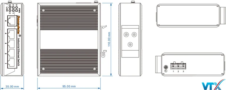 Switch công nghiệp 3Onedata 5 cổng Ethernet Gigabit IES205G