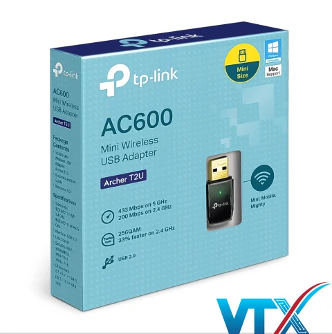 USB Wifi TP-Link Archer T2U AC600 băng tần kép chính hãng