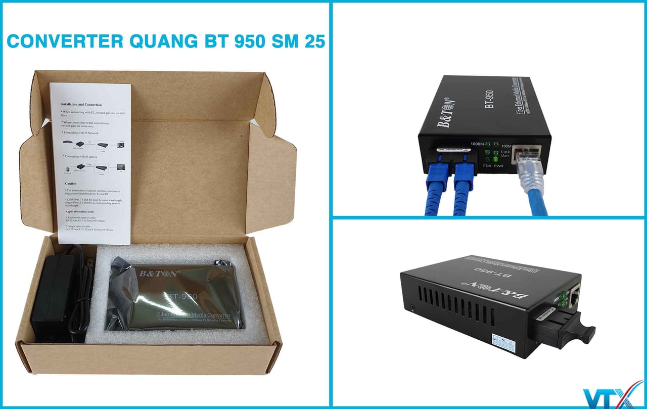 Media converter quang 2 sợi BTON BT-950 10/100M, 25km