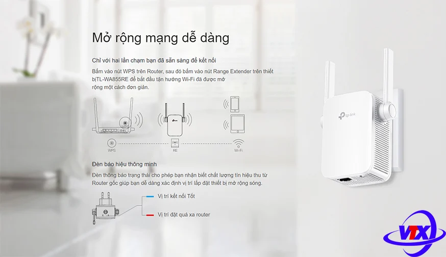 Bộ mở rộng sóng Wi-Fi TP-Link TL-WA855RE tốc độ 300Mbps