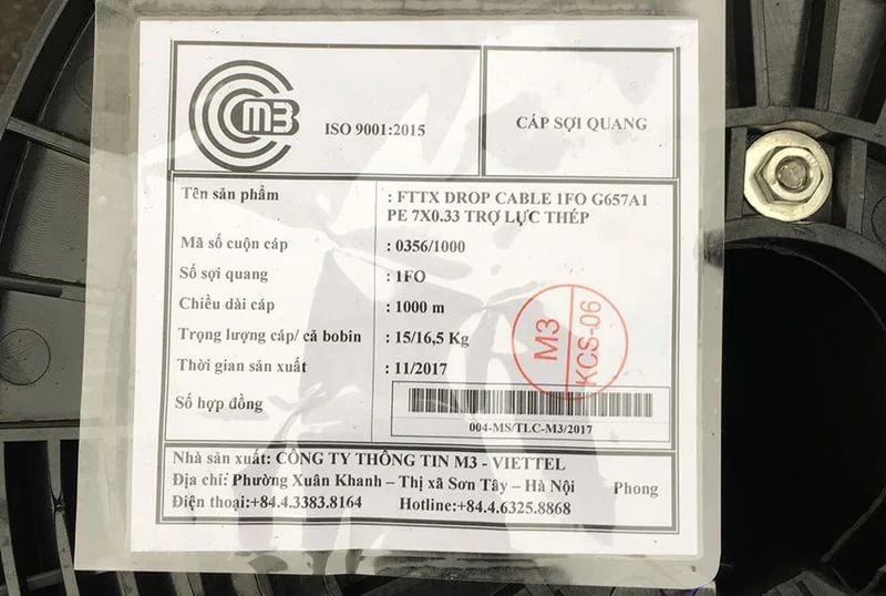 Cáp quang 1Fo (1core) bọc chặt - Dây thuê bao quang