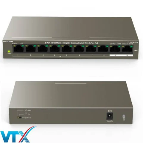 Switch PoE 8 port 10/100 IP-Com  F1110P-8-102W