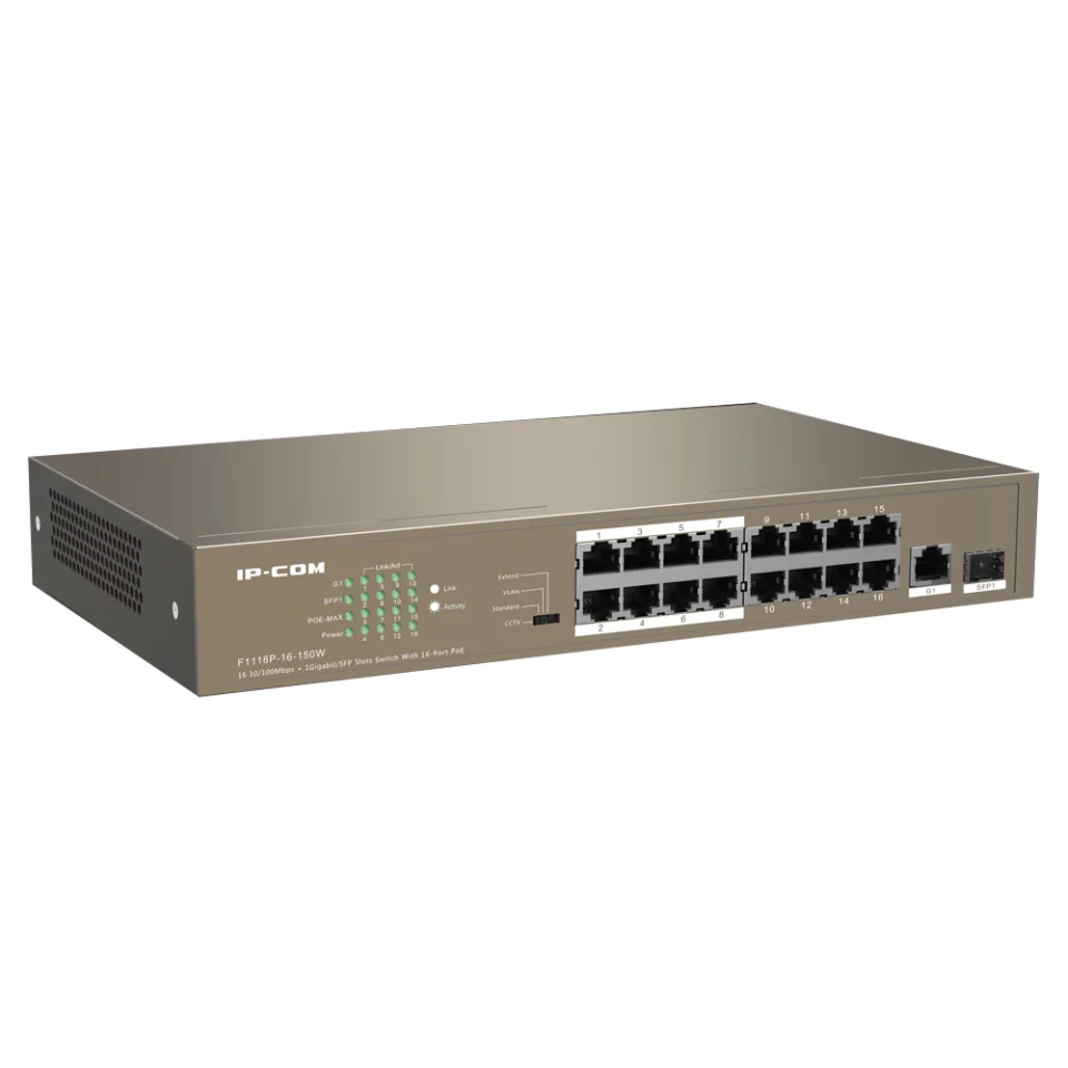 Switch PoE 16 port 10/100 IP-Com  F1118P-16-150W