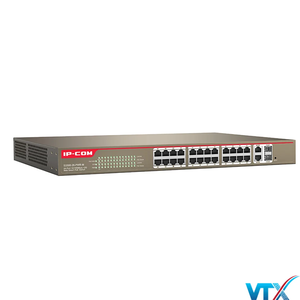 Switch PoE 24 port 10/100 IP-COM | PN: S3300-26-PWR-M