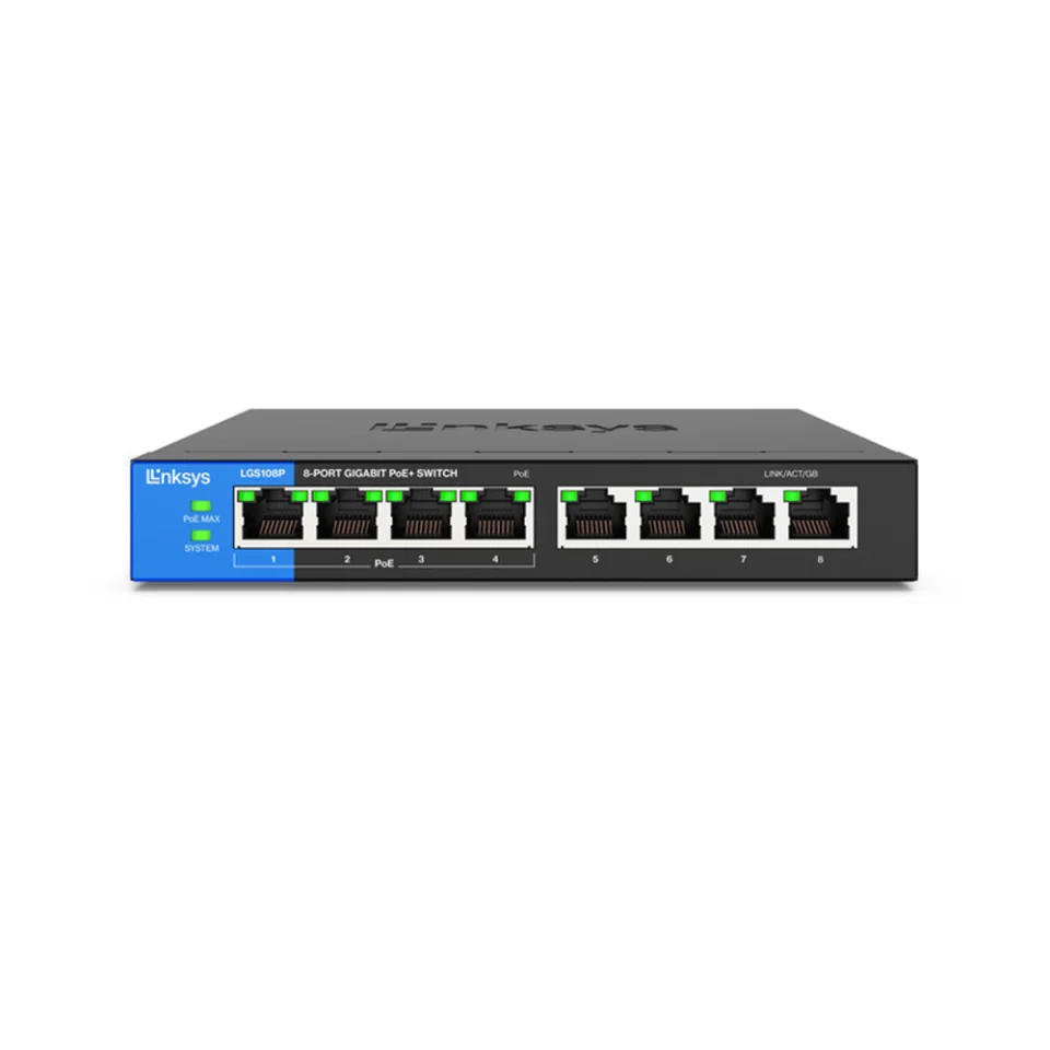 Switch chia mạng Linksys 4 port PoE + 4 port Gigabit LGS108P (2)