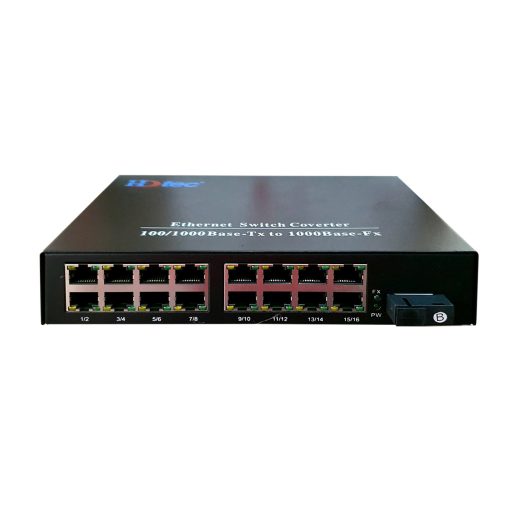 Bộ chuyển đổi quang điện converter quang 1 sợi 1Gb HDTec 16 cổng RJ45 (1)