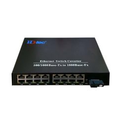 Bộ chuyển đổi quang điện converter quang 1 sợi 1Gb HDTec 16 cổng RJ45 (2)