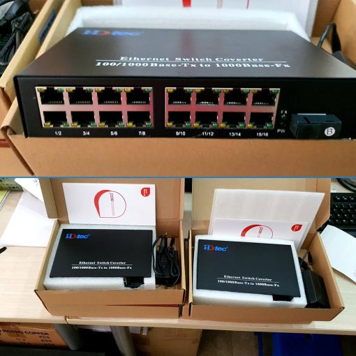 Bộ chuyển đổi quang điện converter quang 1 sợi 1Gb HDTec 16 cổng RJ45 (3)