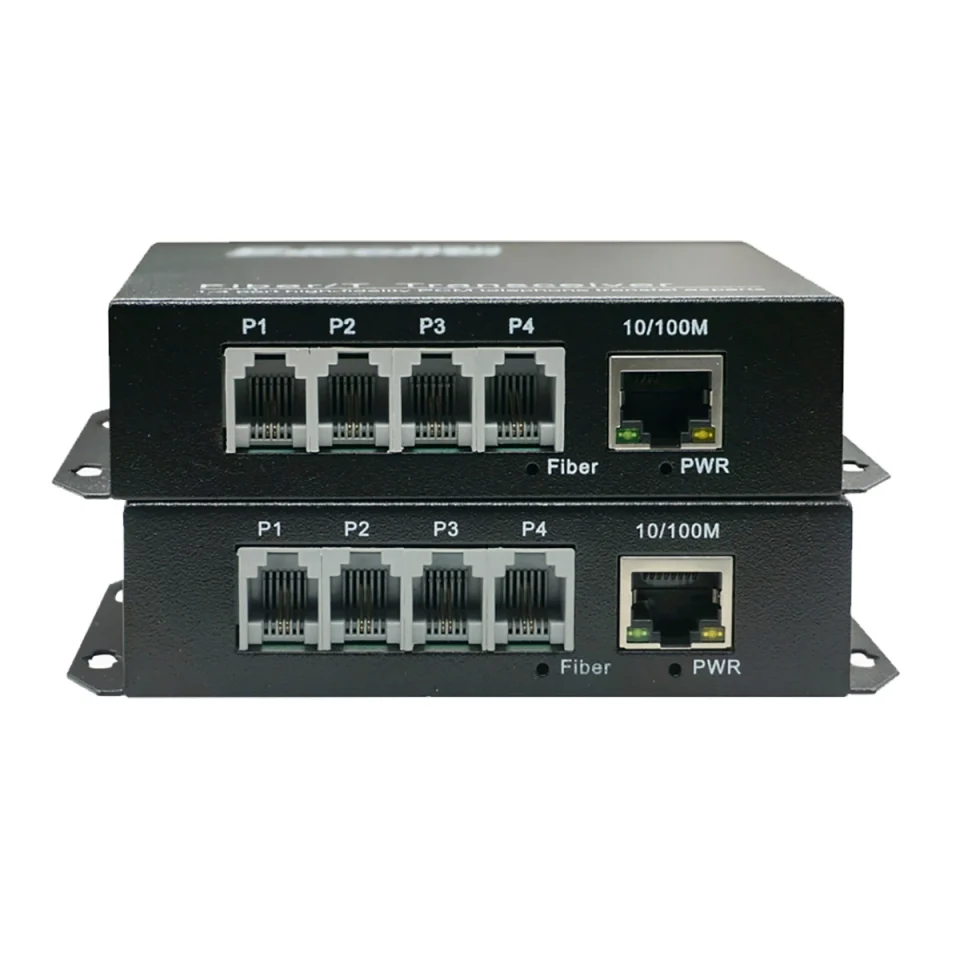 Bộ chuyển đổi quang sang RJ11RJ12 HDTec 4 Port + 1 Port RJ45 10100Mbps (1)