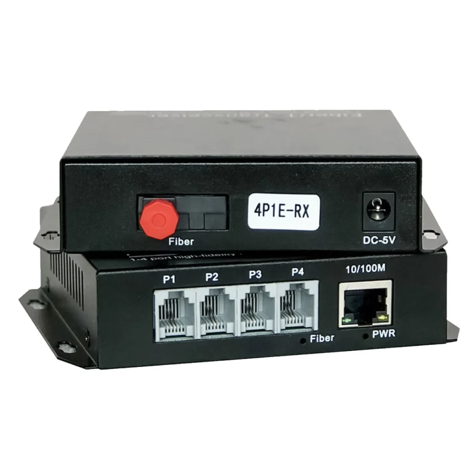 Bộ chuyển đổi quang sang RJ11RJ12 HDTec 4 Port + 1 Port RJ45 10100Mbps (3)