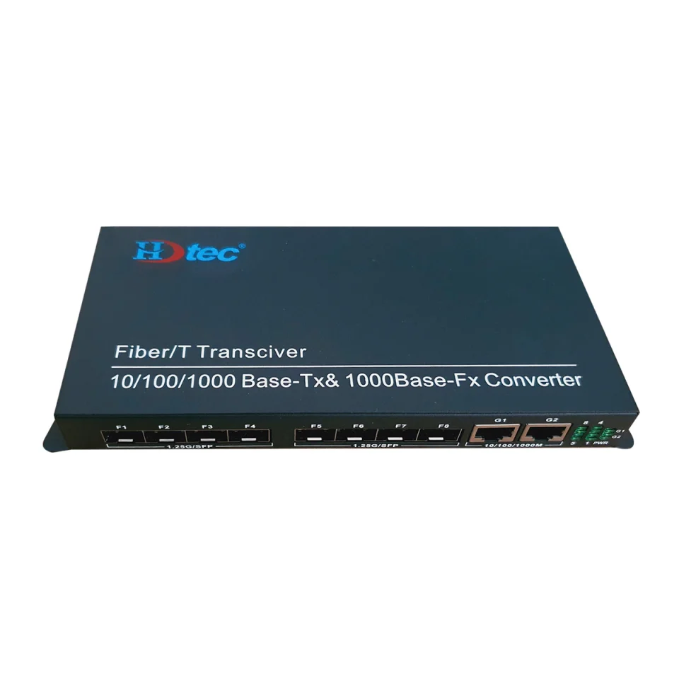 Converter quang 1 sợi HDTec 1Gb + 8 cổng RJ45 101001000M (4)