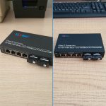 Converter quang 2 sợi HDTec Gigabit + 4 cổng RJ45
