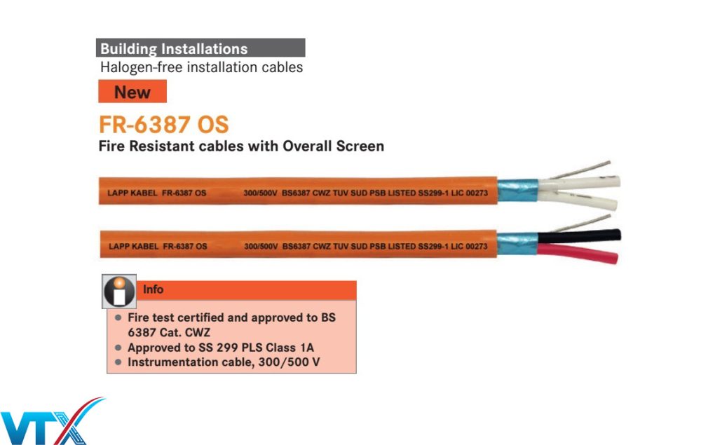 Cáp điều khiển chống cháy Lapp Kabel OS 2×2.5 FR-6387 | 3805900