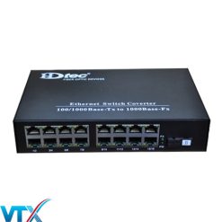 Bộ chuyển đổi quang điện converter quang 1 sợi 1Gb HDTec 16 cổng RJ45