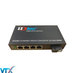 Bộ chuyển đổi quang điện HDTec 1 sợi + 4 cổng RJ45