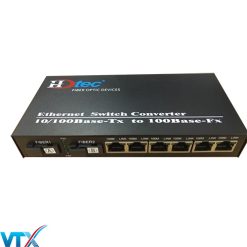 Converter quang 2 sợi HDTec + 3 RJ45 100 Mbps 25km