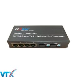Converter quang 2 sợi HDTec + 4 cổng RJ45 10/100M 25km