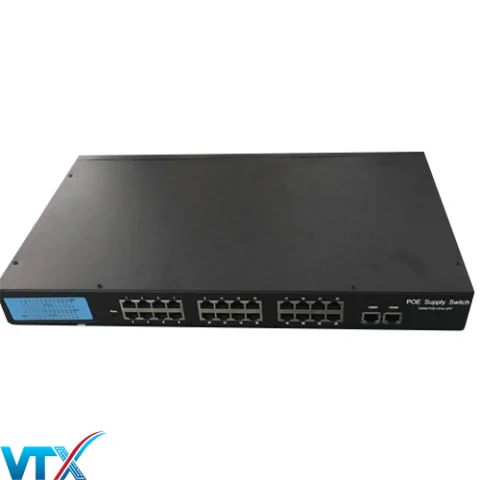 Switch mạng PoE 24 port HDTec 1000M + 2 port RJ45