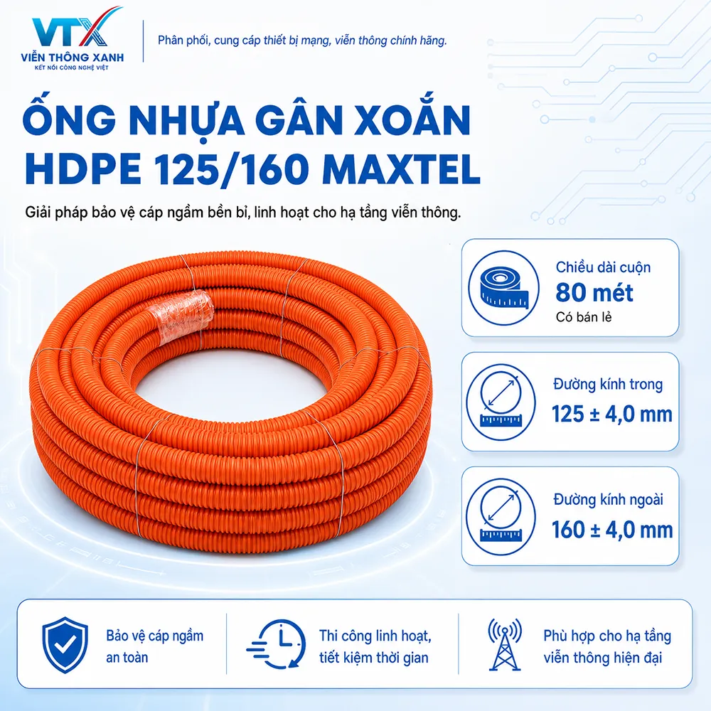 Đặc điểm ống gân xoắn HDPE Maxtel 125 160
