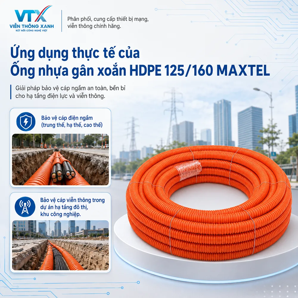 ứng dụng ống gân xoắn HDPE Maxtel 125 160