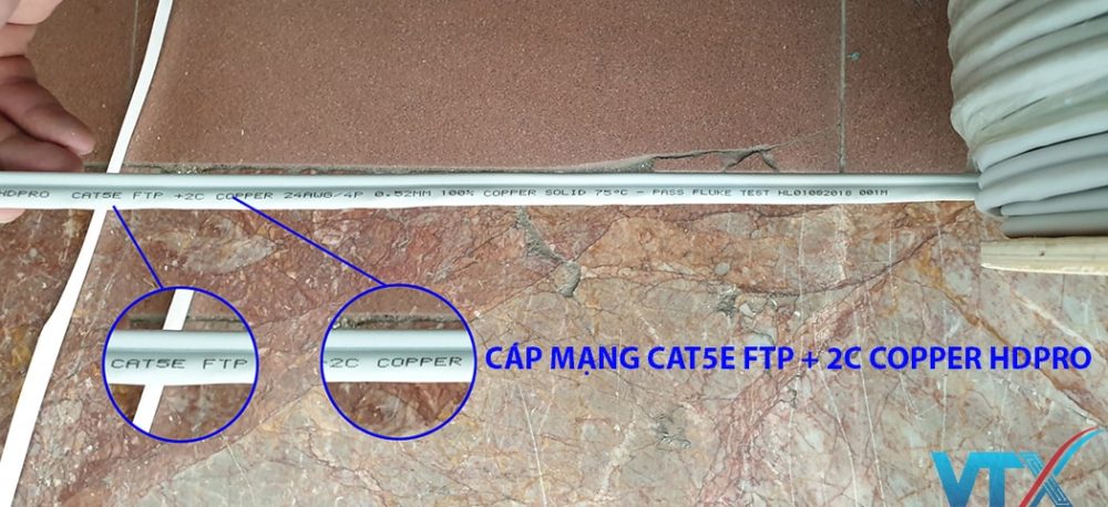 Cáp mạng kèm nguồn HDPRO Cat5E FTP + 2C Copper