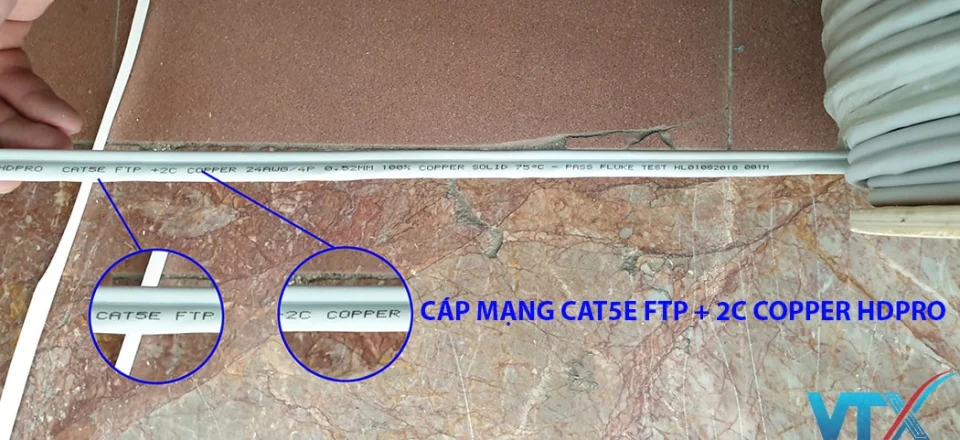 Cáp mạng kèm nguồn HDPRO Cat5E FTP + 2C Copper