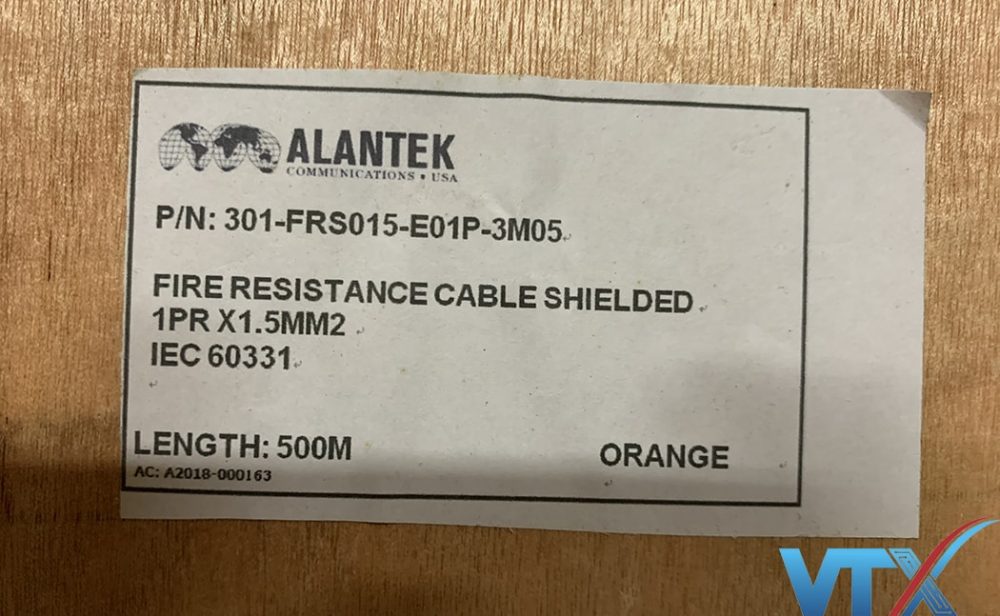Cáp Điều Khiển Chống Cháy Alantek 2×1.5mm2 301-FRS015-E01P-3M05