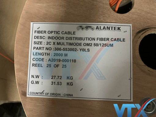 Cáp Quang Alantek 2Core Multimode Indoor PN: 306-553002-Y0LS