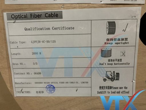Chứng nhận cáp quang Alantek Multimode 4Core Indoor  PN: 306-553004-YOLS