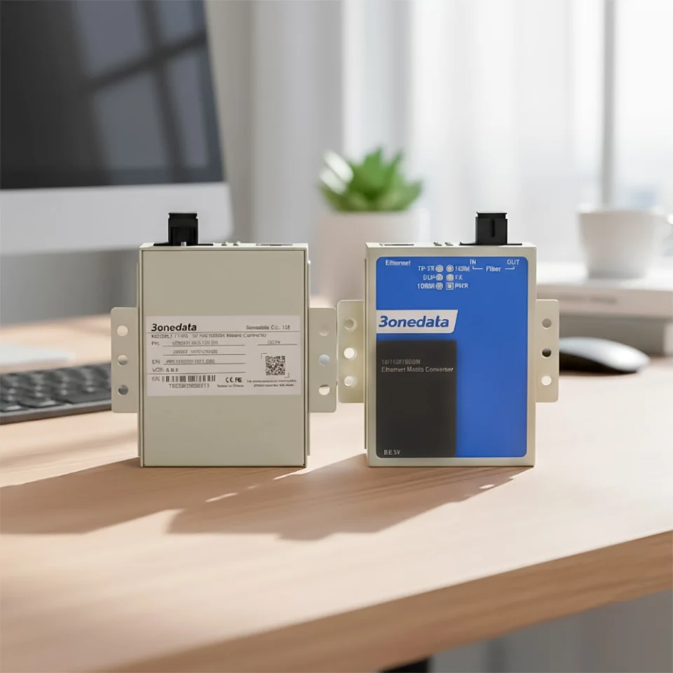 Ảnh chụp 2 mặt Converter 3Onedata 1 sợi 101001000M 3012-SS-SC 20KM
