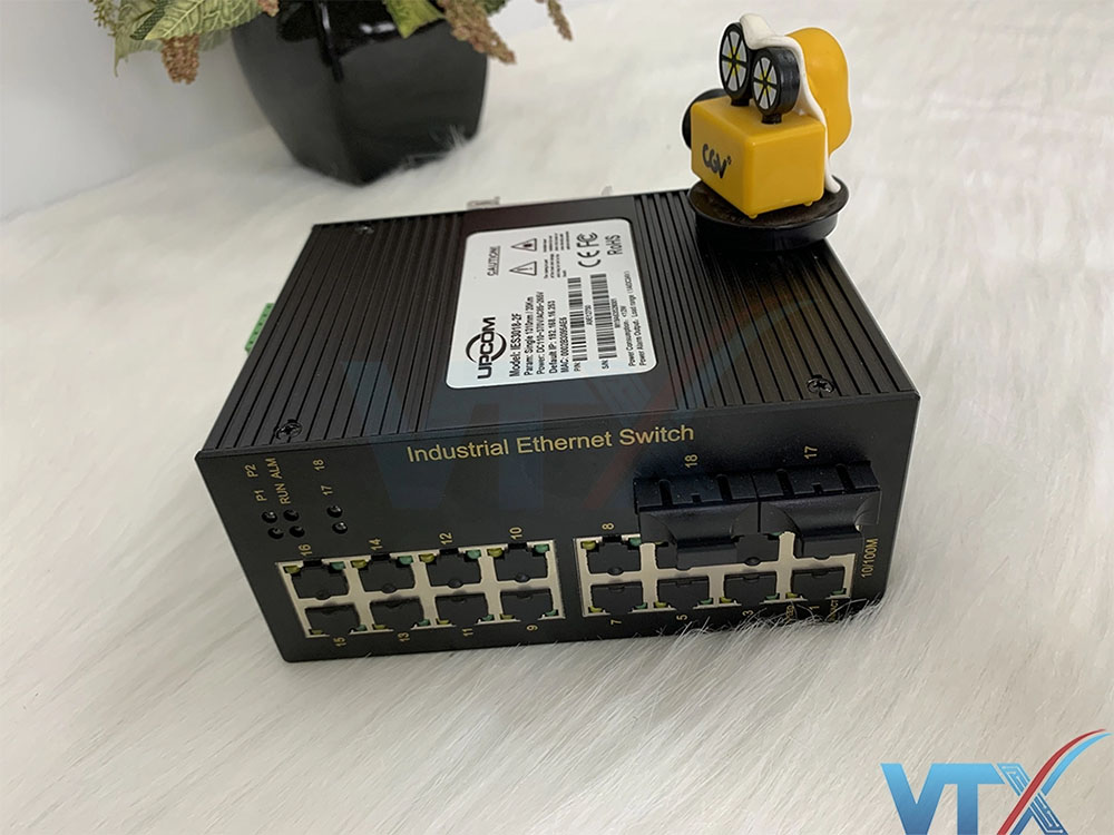 Switch công nghiệp Upcom 16 cổng Ethernet + 2 cổng quang IES3018-2S