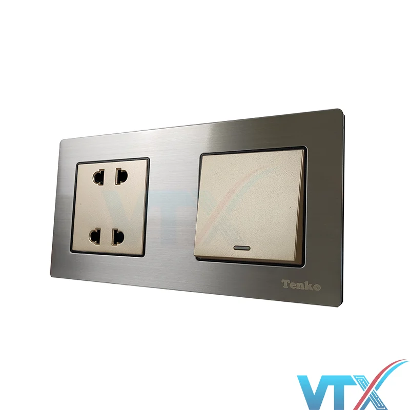Công tắc – Ổ cắm âm tường TK-F71 nhôm phay xước