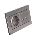 Ổ cắm âm tường Tenko TK-F71-B-108 chuẩn Đức kèm USB_3