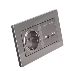Ổ cắm âm tường Tenko TK-F71-B-108 chuẩn Đức kèm USB_3