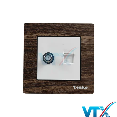 Ổ cắm cáp đồng trục và mạng âm tường Tenko TK-F71-A-51