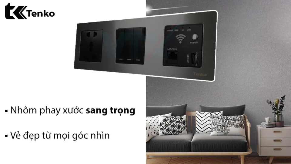 Ổ cắm công tắc âm tường 3 Module Tenko TK-HT3N