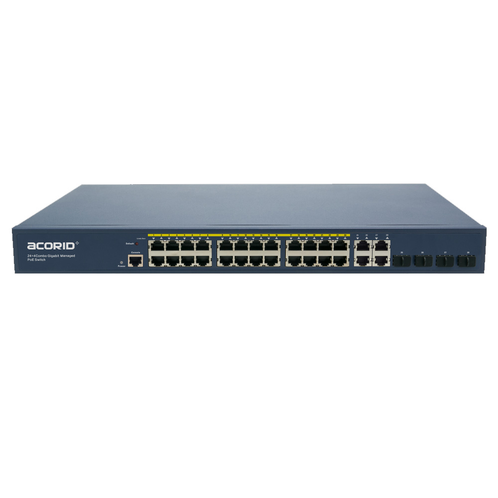 Switch quản lý PoE Acorid 24 BASE-T PoE port + 4 GE + 4 SFP PN GLS7700-24P4C